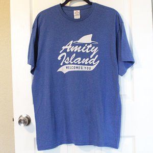 Jaws Movie - Amity Island Blue T-shirt - Large